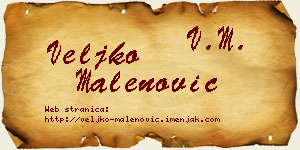 Veljko Malenović vizit kartica